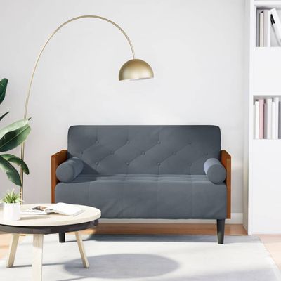 vidaXL Dvojpohovka s vankúšmi, tmavosivá, 110 cm, zamat