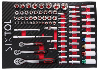 Modul s nářadím do dílenského vozíku MECHANIC TOOL TRAY 6, 80ks SIXTOL