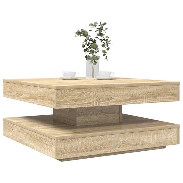 VidaXL Konferenčný stolík otočný o 360 stupňov dub sonoma 70x70x34,5cm