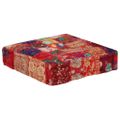 vidaXL Patchwork taburetka červená 50x50x12 cm bavlnená štvorcová ručne vyrobená