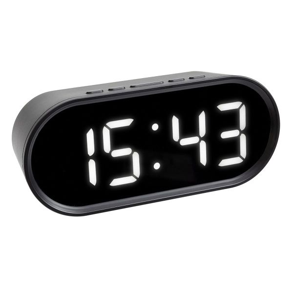 60.2025.01 TFA digitálny budík s inverzným displejom, biele LED čísla, 2 úrovne jasu, USB