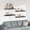 vidaXL Plávajúce nástenné police 4ks, lesklé čierne 90x23,5x3,8cm, MDF