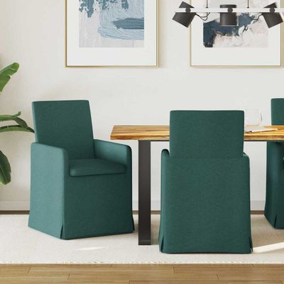 vidaXL Jedálenské stoličky 2 pcs Tmavozelená 57 x 67 x 95 cm látka