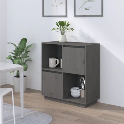 vidaXL Komoda sivá 74x35x80 cm borovicový masív