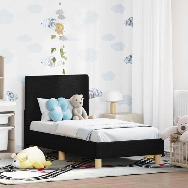 vidaXL Rám detskej postele s čelom Čierna 70 x 140 cm látka