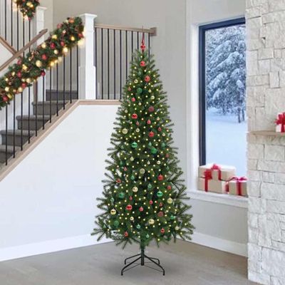vidaXL Umelý vianočný stromček s 300 LED-i Zelená 240 cm PE a PVC