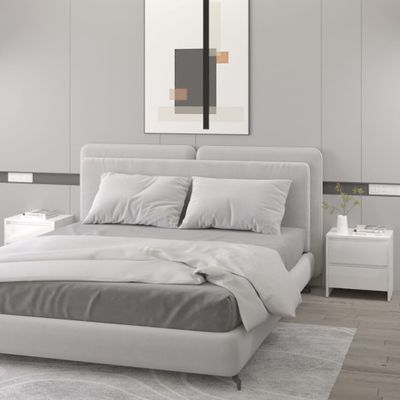 vidaXL Nočné stolíky 2 ks lesklé biele 45x34,5x44,5cm kompozitné drevo