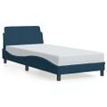 vidaXL Rám postele s čelom Dover modrý 90x200 cm zamat