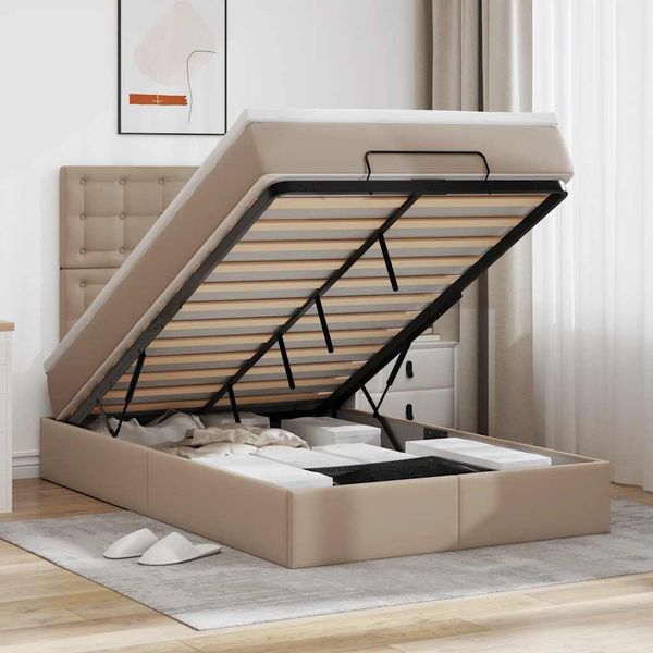 vidaXL Osmanský rám postele s matracom kapučínový 120x190cm umelá koža