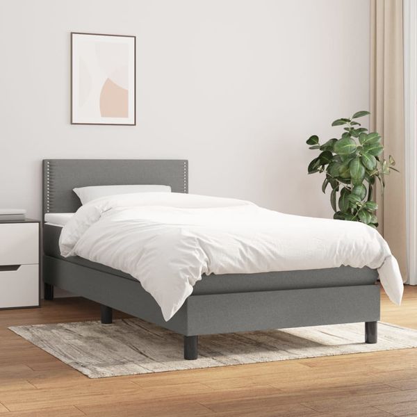 vidaXL Boxspring posteľ s matracom tmavosivá 90x200 cm látka
