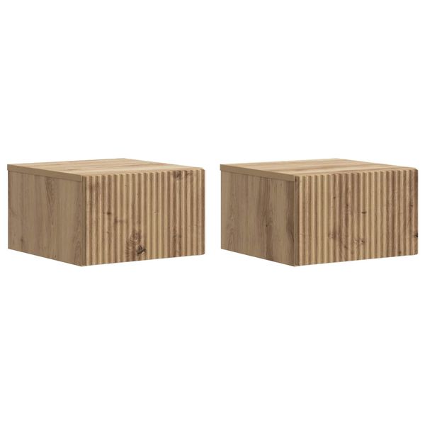 vidaXL Nástenná nočná skrinka 2 pcs Dub artisan 33 x 34,5 x 20 cm