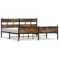 vidaXL Kovový posteľný rám bez matraca dymový dub 200x200 cm
