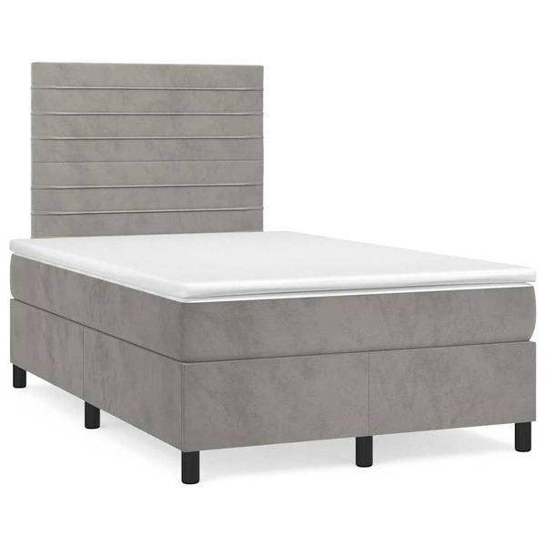 vidaXL Boxspring posteľ s matracom a LED, svetlosivá 120x190 cm, látka
