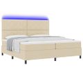 vidaXL Posteľ s pružinovým rámom Krémová 200 x 200 cm látka