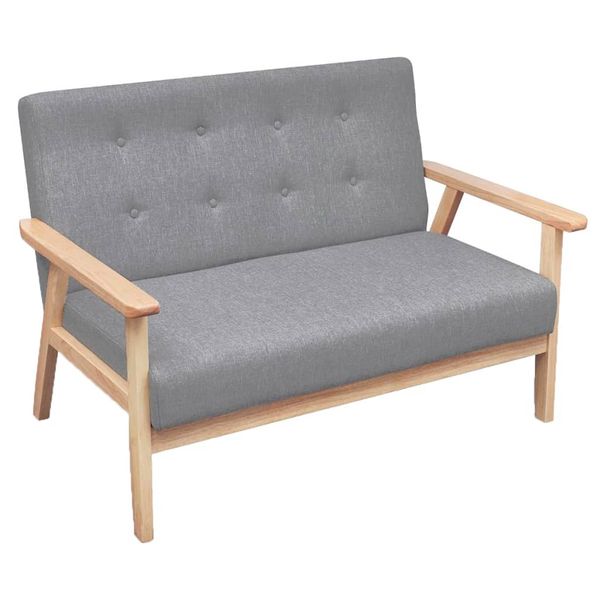 vidaXL 2-miestna pohovka, látka, svetlosivá