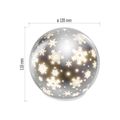 LED vianočná sklenená guľa – vločky, 12 cm, 3x AA, vnútorný, teplá biela, časovač