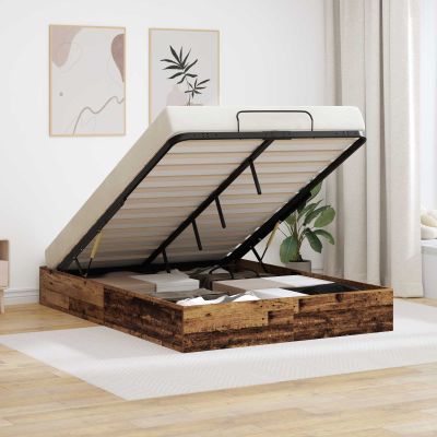 vidaXL Otomanový posteľný rám Staré drevo 203 x 140 x 25 cm