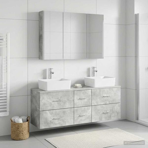 vidaXL Sada kúpeľňového nábytku 4 pcs Betónovo sivá