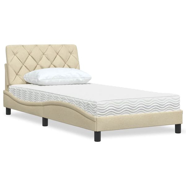 vidaXL Posteľ s matracom krémová 100x200 cm látka