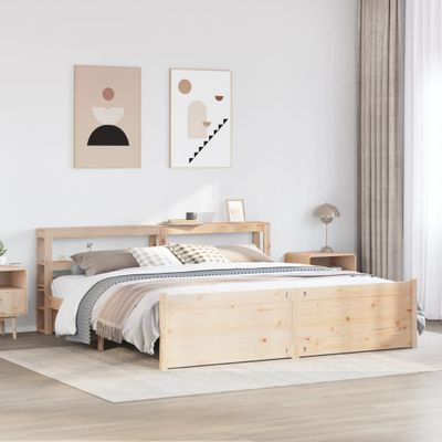 vidaXL Posteľný rám s čelom 180x200 cm borovicový masív