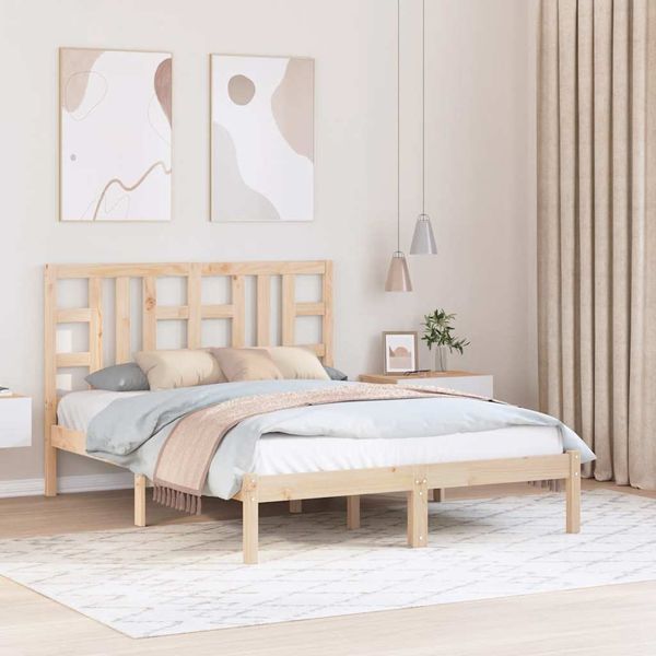 vidaXL Posteľný rám, drevený masív 135x190 cm, dvojlôžko