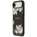 Puzdro Guess Grained Flowers Classic Logo MagSafe pre iPhone Air čierne