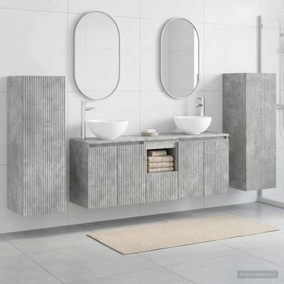 vidaXL Sada kúpeľňového nábytku 5 ks Betónovo sivá 33 x 34,5 x 100 cm
