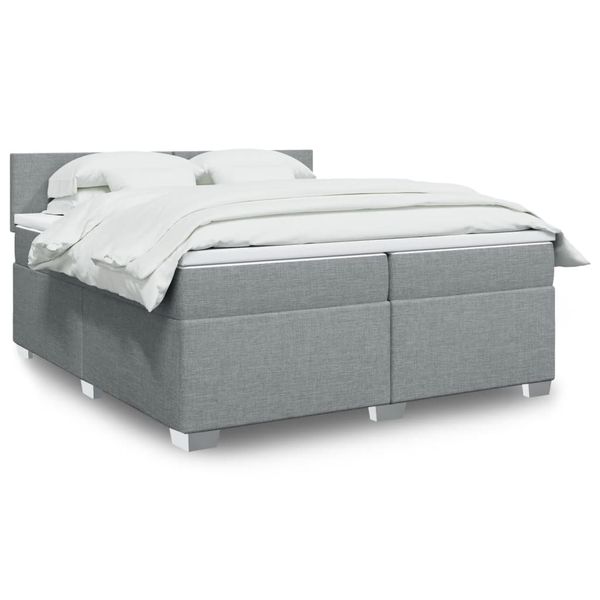 vidaXL Posteľný rám boxsping s matracom bledosivý 200x200 cm látka