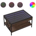 vidaXL Konferenčný stolík s nekonečnými LED hnedý dub 70x50x38 cm