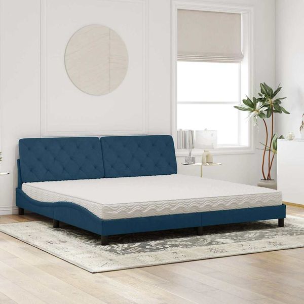 vidaXL Posteľ s matracom modrý 200x200 cm zamat
