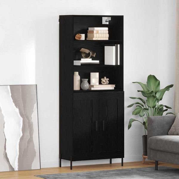 vidaXL Highboard Čierny dub 69,5 x 34 x 180 cm Kompozitné drevo