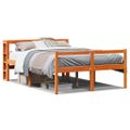 vidaXL Posteľný rám s čelom voskový hnedý 135x190 cm borovicový masív