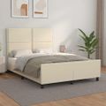 vidaXL Posteľný rám s čelom krémový 140x190 cm umelá koža