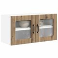 vidaXL Nástenný sklenený kabinet LUCCA Dub artisan 80 x 31 x 40 cm