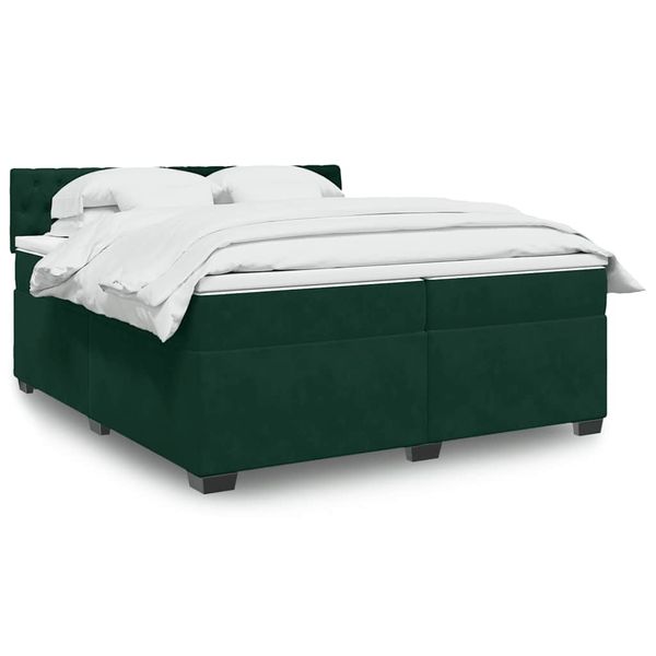 vidaXL Posteľný rám boxsping s matracom tmavozelený 200x200 cm zamat