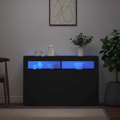 vidaXL Komoda s LED svetlami čierna 115,5x30x75 cm