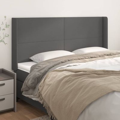 vidaXL Čelo postele so záhybm sivé 163x16x118/128 cm umelá koža