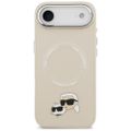 Puzdro Karl Lagerfeld Magsafe PU s kolíkmi s hlavami Karl&Choupette a kovovými tlačidlami fotoaparátu pre iPhone 17 Air béžová