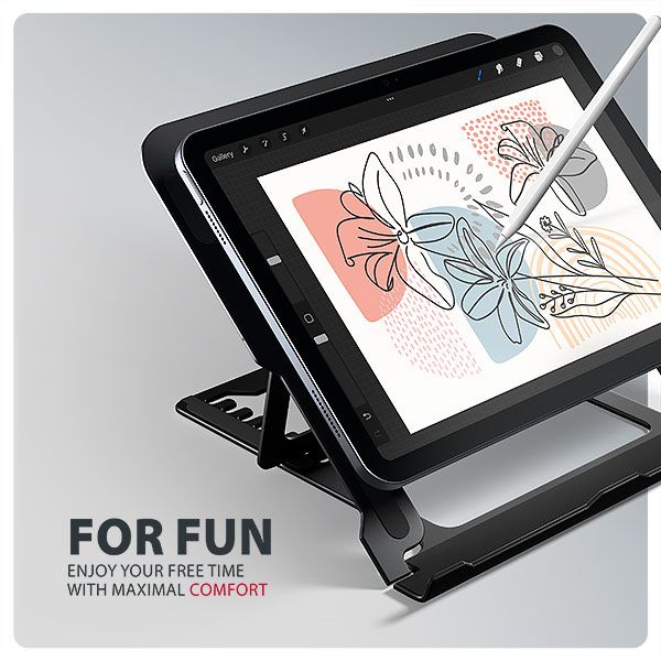 AXAGON STND-LAB hliníkový stojan na notebook 10"-17.3" nastavitelná výška, černý AXAGON stojan pro notebooky a tablety 10" - 17,3" / STND-LAG /  8 pozic / cerný
