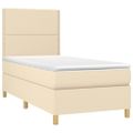 vidaXL Posteľný rám boxspring s matracom krémový 90x190 cm látka