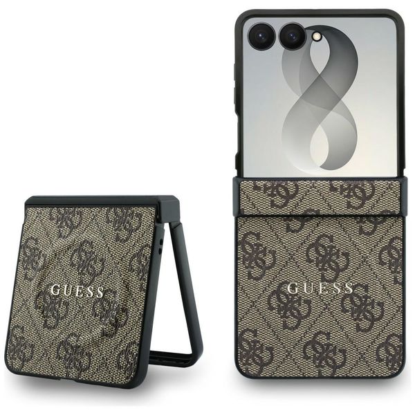 Guess HC Magnetic 4G PU CLASSIC puzdro pre Samsung Galaxy Z Flip 8 hnedé