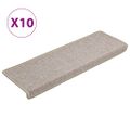 vidaXL Schodové rohože 10 ks 65x21x4 cm taupe s obdĺžnikovým okrajom