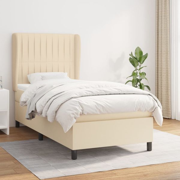 vidaXL Boxspring posteľ s matracom krémová 100x200 cm látka