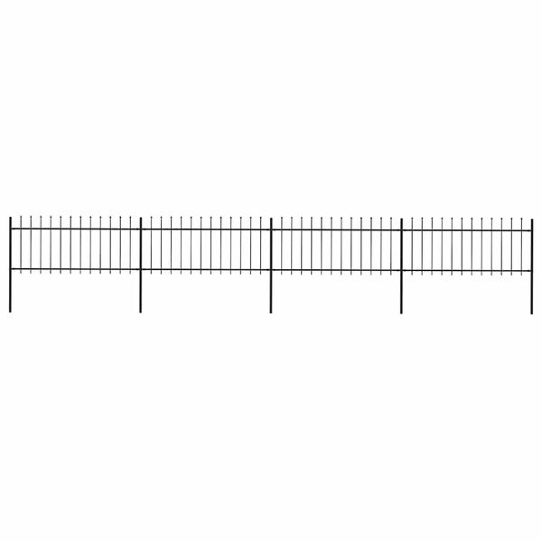 vidaXL Záhradný plot s vrchnou časťou z ocele 714,5x80 cm čierny