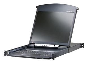 Aten 8-port Cat.5 KVM, dual rail rack, 19'' LCD, IP