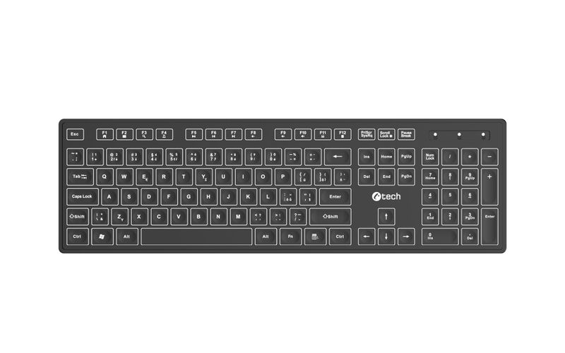 Klávesnica C-TECH KB-201-BL, nízkoprofilová,
