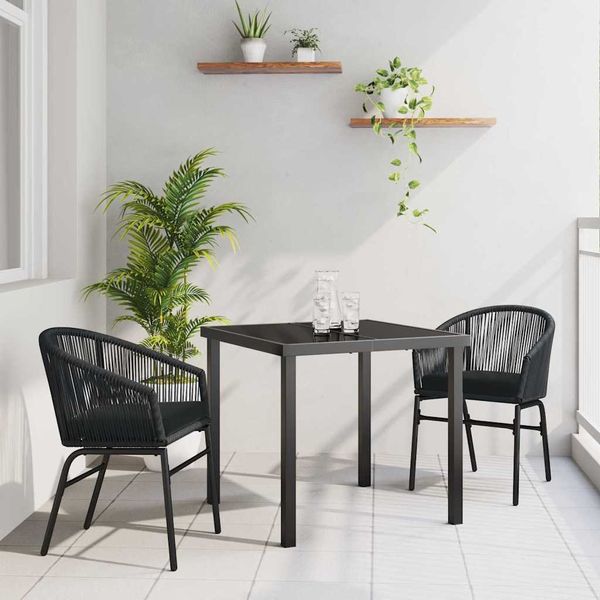 vidaXL Záhradný jedálenský set 3 pcs Čierna