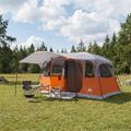 vidaXL Tunelový stan 10 osoba Šedá a oranžová Polyester a oceľ