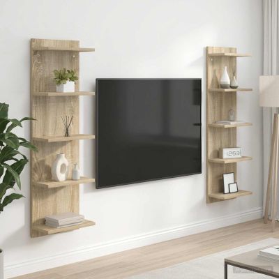 vidaXL Stenná polica 2 ks Dub sonoma 30 x 15 x 100 cm Kompozitné drevo