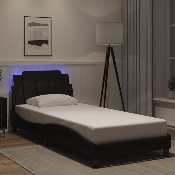 vidaXL Rám postele s LED bez matraca, Zadar, čierny 90x190 cm